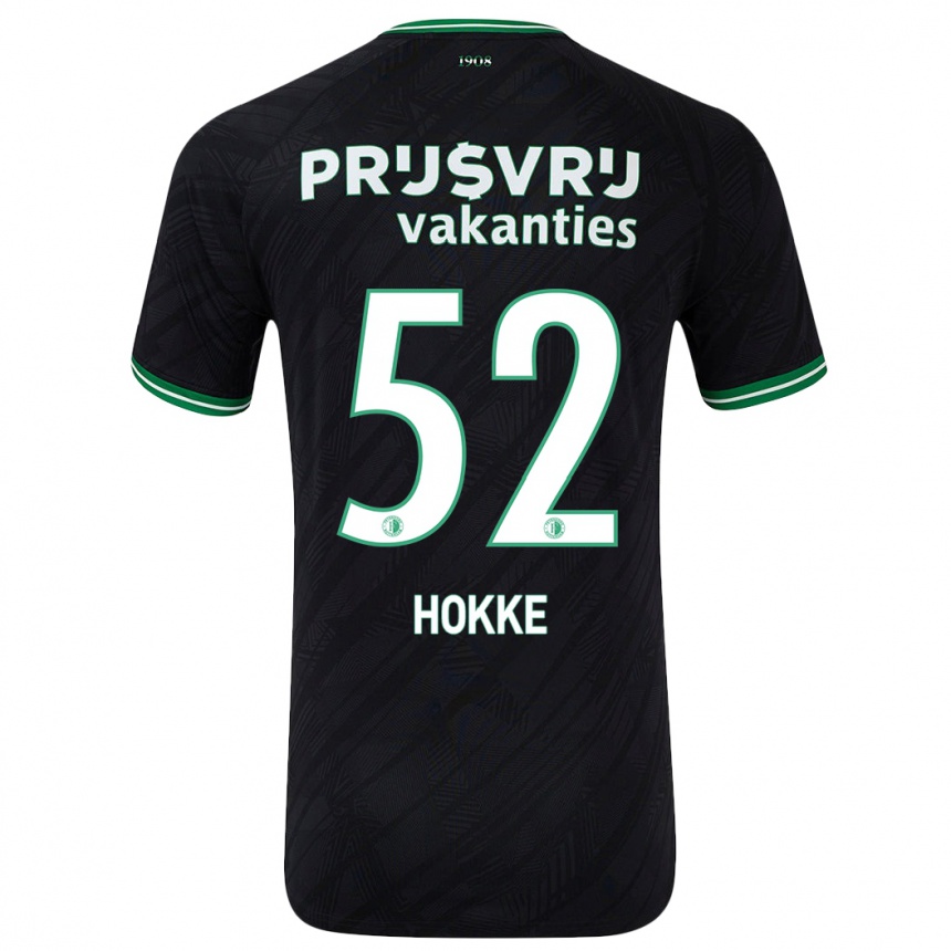 Kinder Fußball Milan Hokke #52 Schwarz Grün Auswärtstrikot Trikot 2024/25 T-Shirt Luxemburg