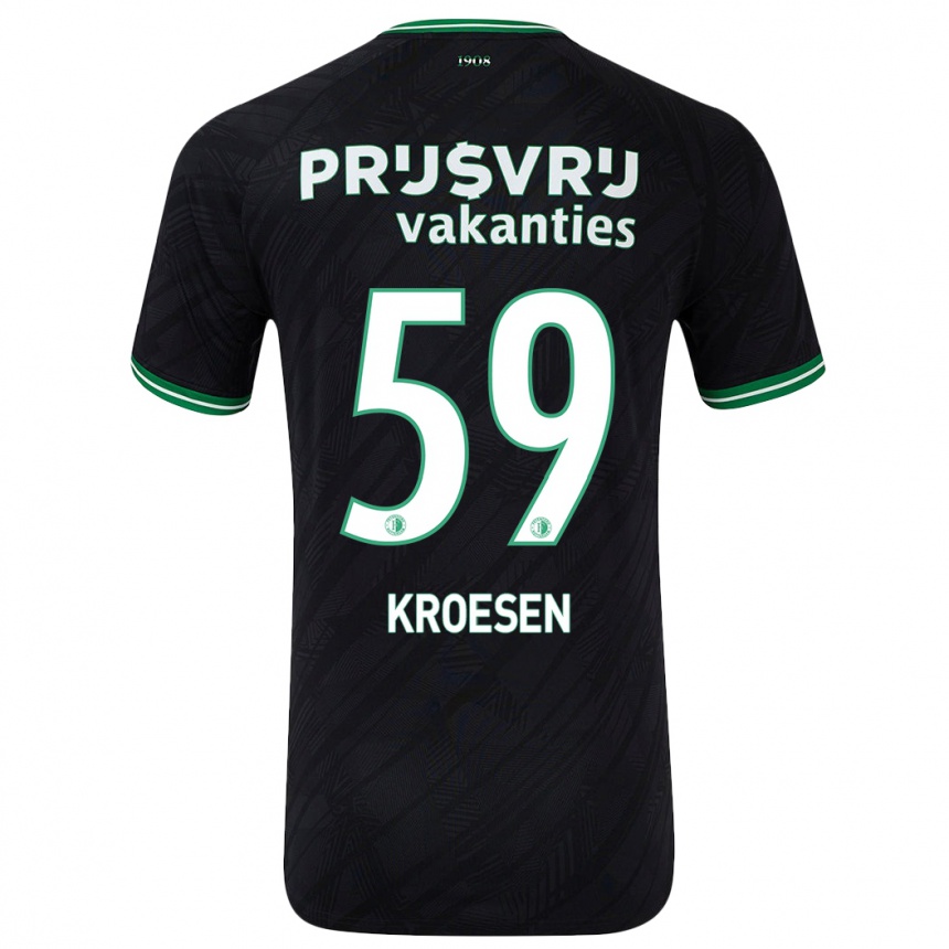 Kinder Fußball Jaimy Kroesen #59 Schwarz Grün Auswärtstrikot Trikot 2024/25 T-Shirt Luxemburg