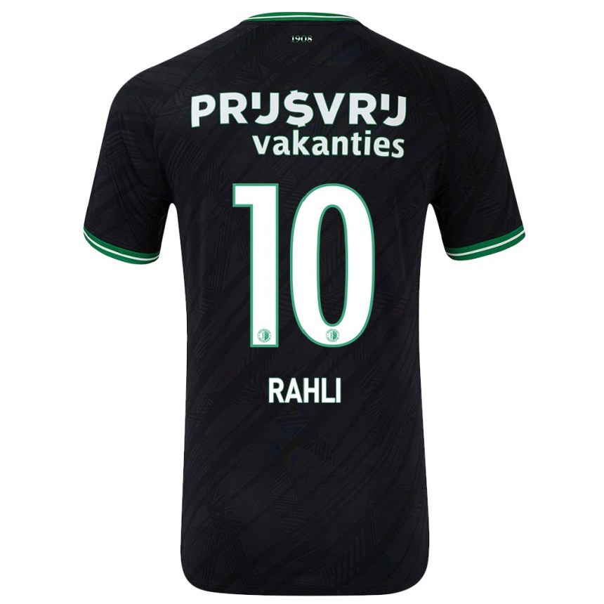 Kinder Fußball Khalid Rahli #10 Schwarz Grün Auswärtstrikot Trikot 2024/25 T-Shirt Luxemburg