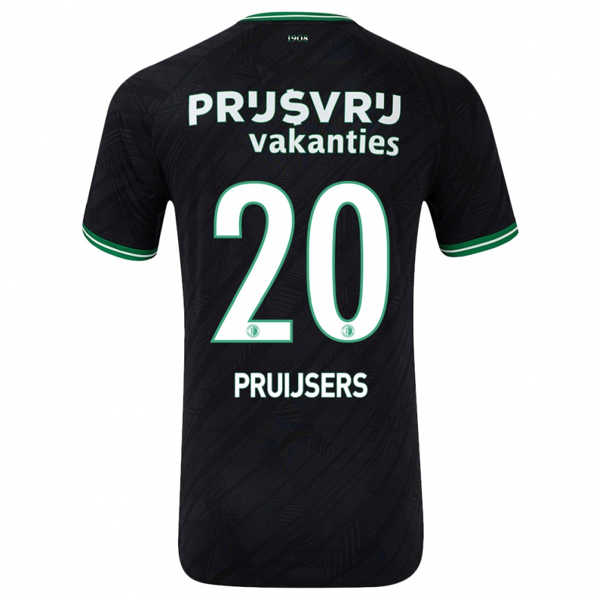 Kinder Fußball Tom Pruijsers #20 Schwarz Grün Auswärtstrikot Trikot 2024/25 T-Shirt Luxemburg