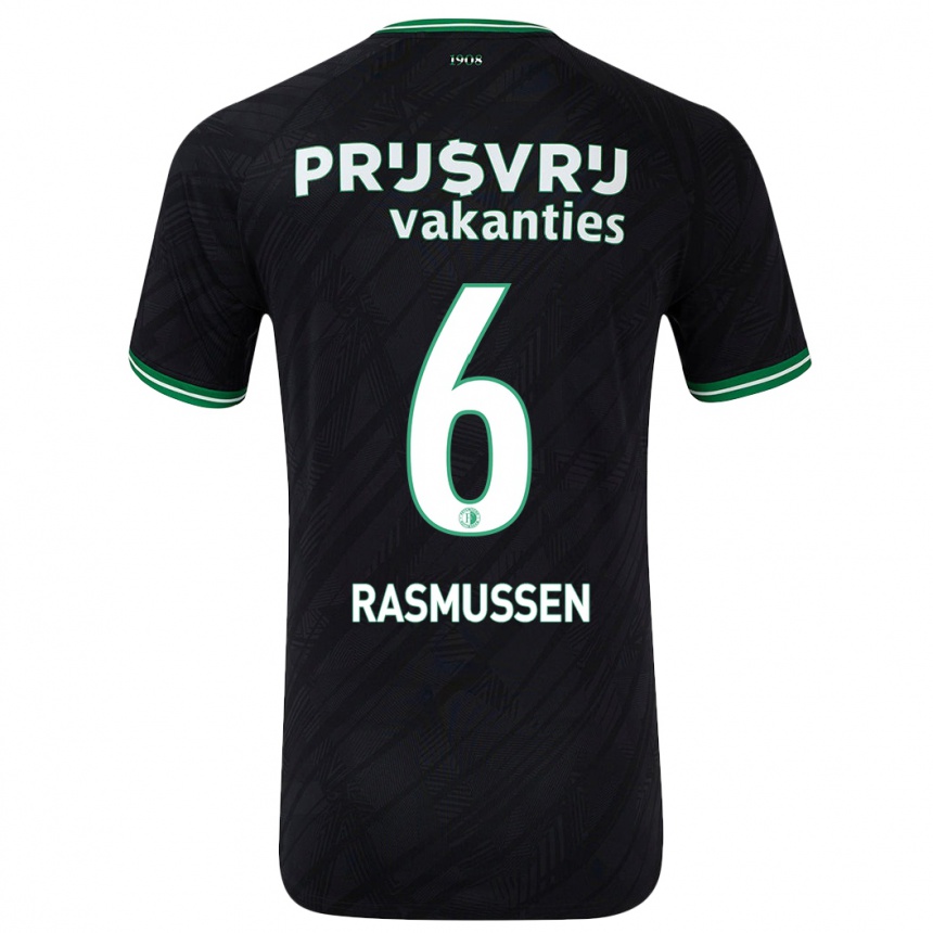 Kinder Fußball Jacob Rasmussen #6 Schwarz Grün Auswärtstrikot Trikot 2024/25 T-Shirt Luxemburg