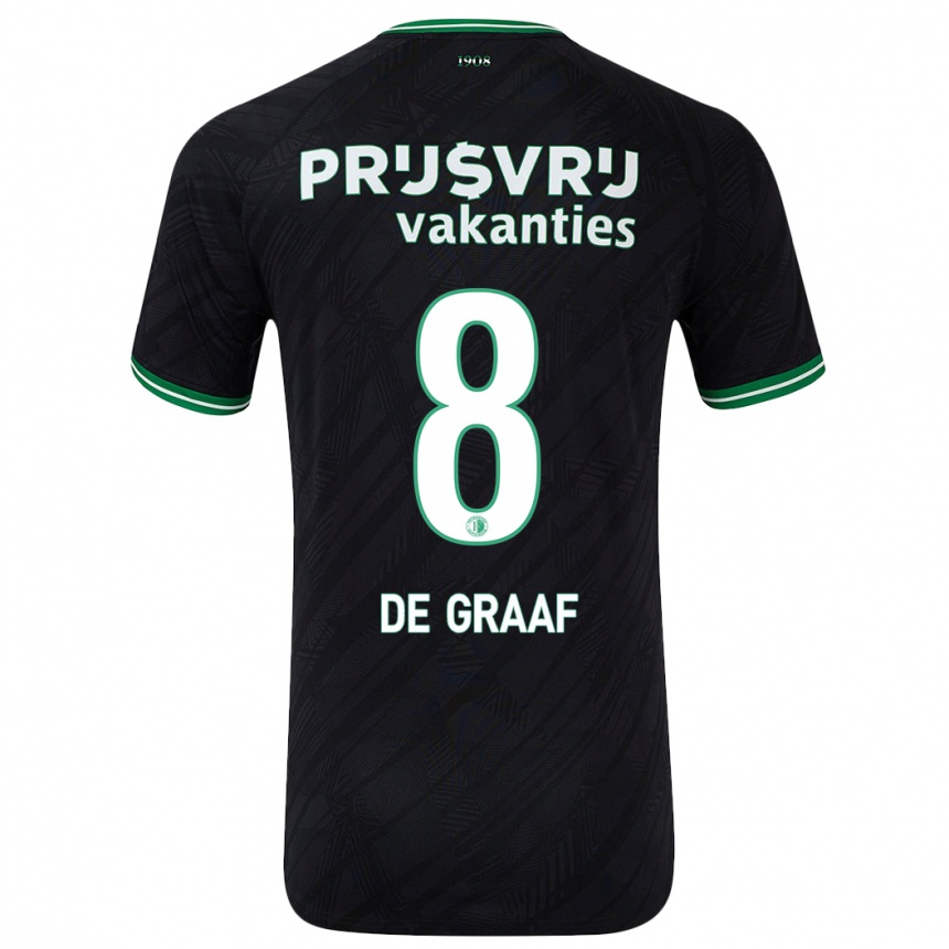 Kinder Fußball Esmee De Graaf #8 Schwarz Grün Auswärtstrikot Trikot 2024/25 T-Shirt Luxemburg