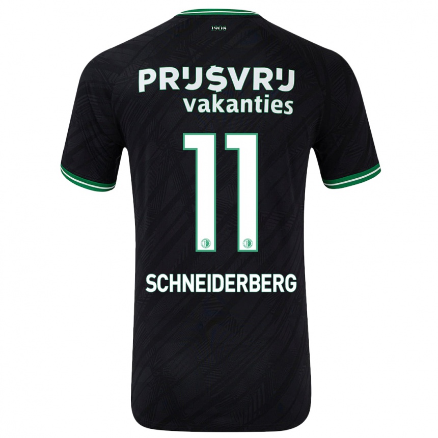 Kinder Fußball July Schneiderberg #11 Schwarz Grün Auswärtstrikot Trikot 2024/25 T-Shirt Luxemburg