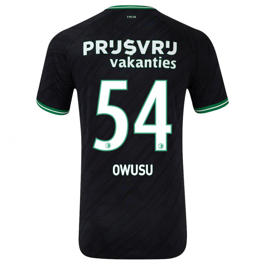 Kinder Fußball Denzel Owusu #54 Schwarz Grün Auswärtstrikot Trikot 2024/25 T-Shirt Luxemburg