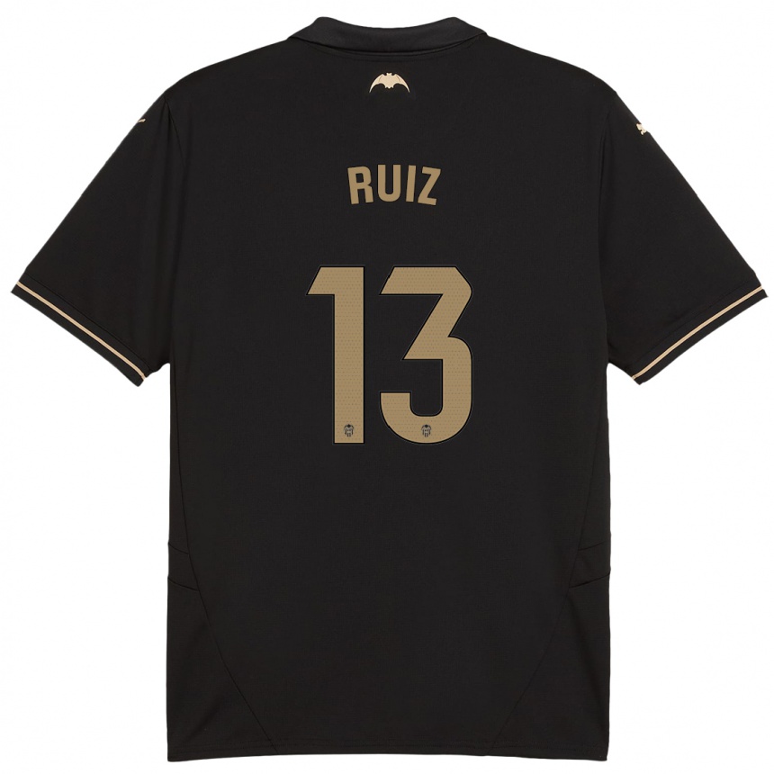 Kinder Fußball Nil Ruiz #13 Schwarz Auswärtstrikot Trikot 2024/25 T-Shirt Luxemburg