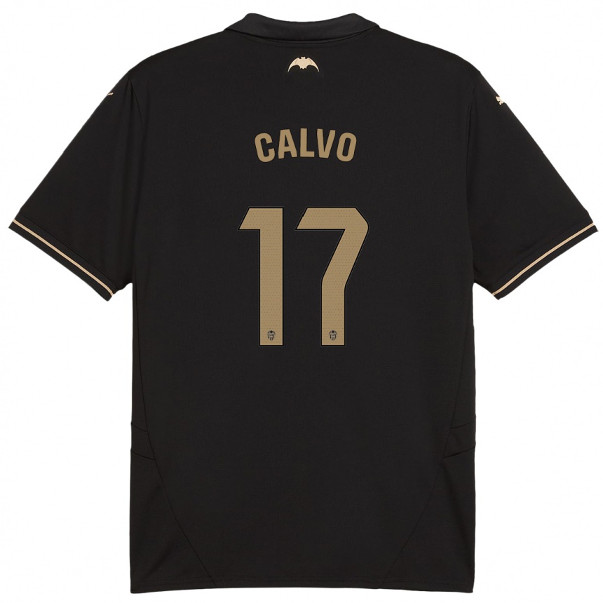 Kinder Fußball Borja Calvo #17 Schwarz Auswärtstrikot Trikot 2024/25 T-Shirt Luxemburg