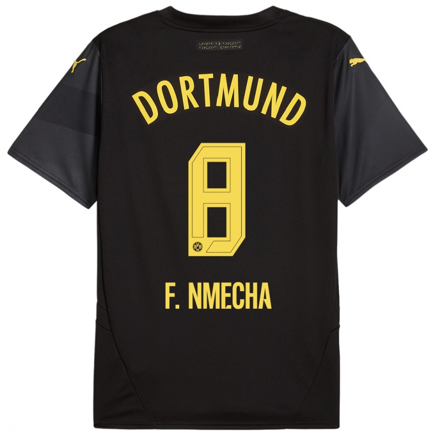 Kinder Fußball Felix Nmecha #8 Schwarz Gelb Auswärtstrikot Trikot 2024/25 T-Shirt Luxemburg