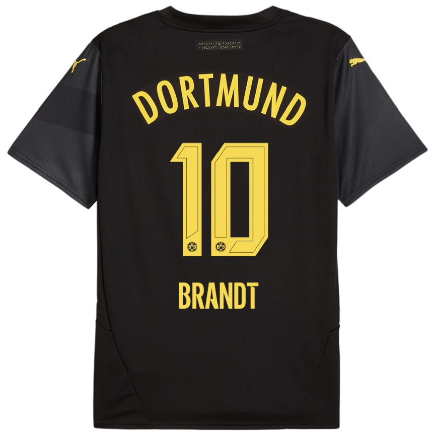 Kinder Fußball Julian Brandt #10 Schwarz Gelb Auswärtstrikot Trikot 2024/25 T-Shirt Luxemburg