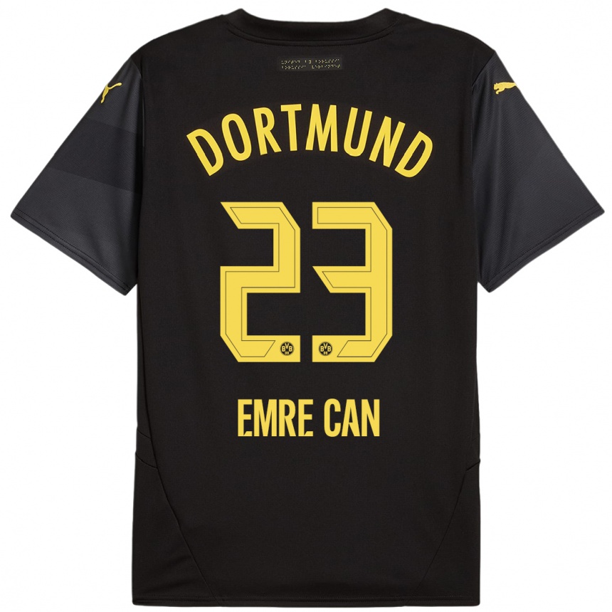 Kinder Fußball Emre Can #23 Schwarz Gelb Auswärtstrikot Trikot 2024/25 T-Shirt Luxemburg