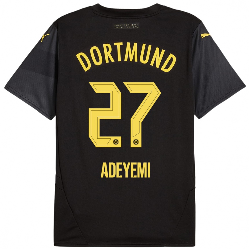 Kinder Fußball Karim Adeyemi #27 Schwarz Gelb Auswärtstrikot Trikot 2024/25 T-Shirt Luxemburg