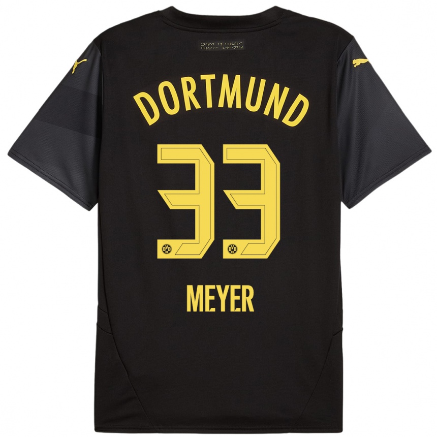 Kinder Fußball Alexander Meyer #33 Schwarz Gelb Auswärtstrikot Trikot 2024/25 T-Shirt Luxemburg