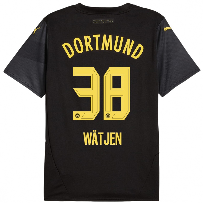 Kinder Fußball Kjell Wätjen #38 Schwarz Gelb Auswärtstrikot Trikot 2024/25 T-Shirt Luxemburg