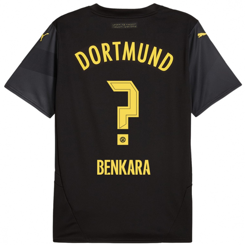 Kinder Fußball Elias Benkara #0 Schwarz Gelb Auswärtstrikot Trikot 2024/25 T-Shirt Luxemburg