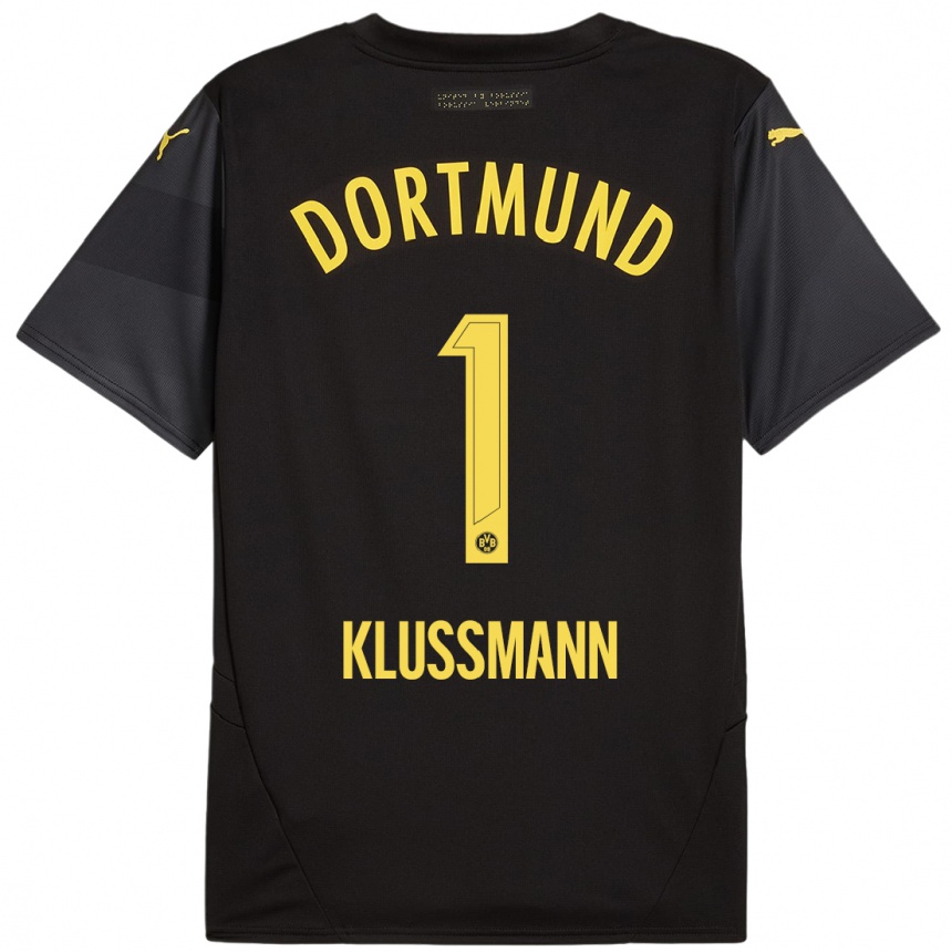 Kinder Fußball Leon Klußmann #1 Schwarz Gelb Auswärtstrikot Trikot 2024/25 T-Shirt Luxemburg