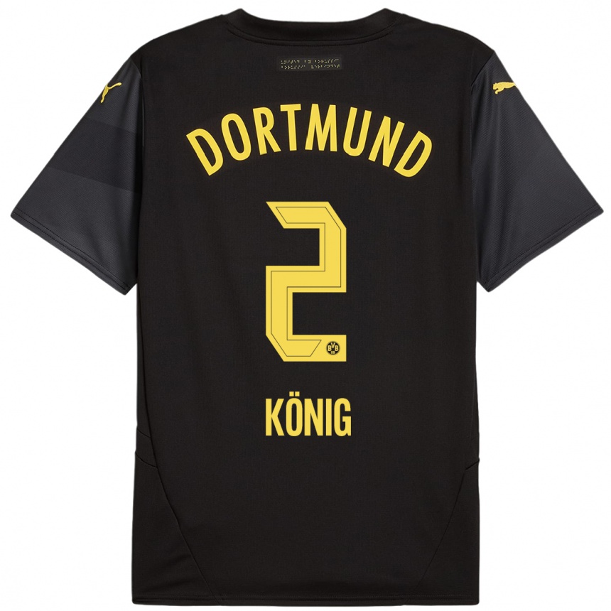 Kinder Fußball Niklas König #2 Schwarz Gelb Auswärtstrikot Trikot 2024/25 T-Shirt Luxemburg