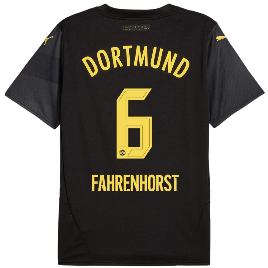 Kinder Fußball Luke Fahrenhorst #6 Schwarz Gelb Auswärtstrikot Trikot 2024/25 T-Shirt Luxemburg