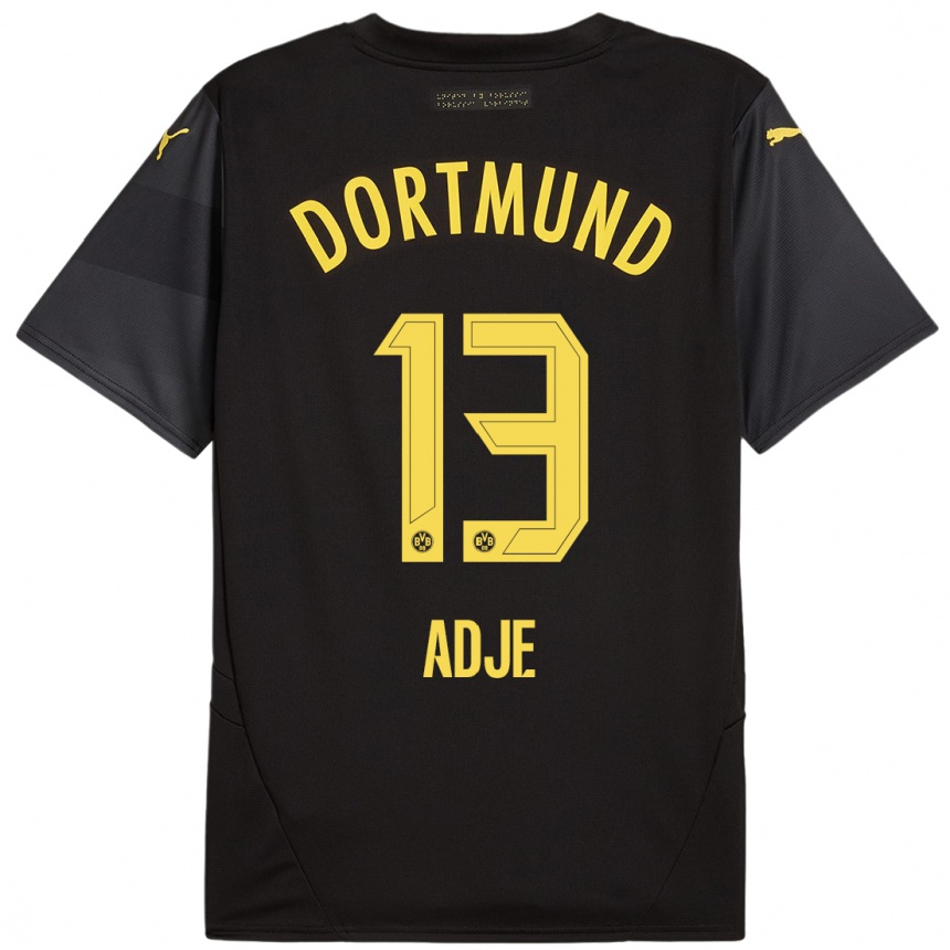 Kinder Fußball Miguel Adje #13 Schwarz Gelb Auswärtstrikot Trikot 2024/25 T-Shirt Luxemburg