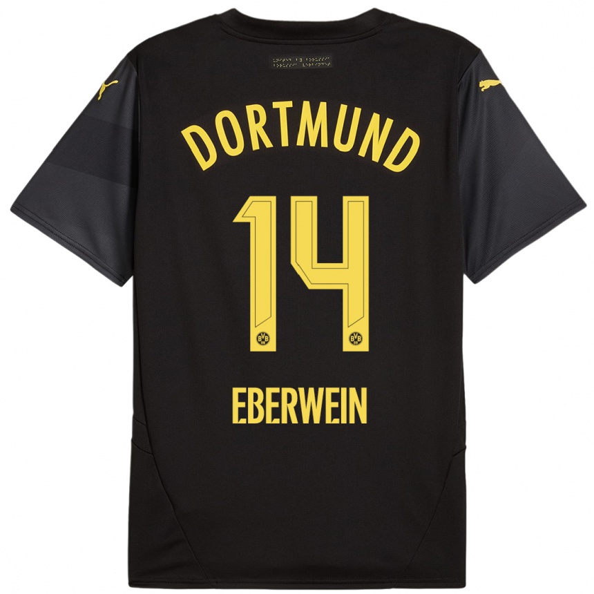 Kinder Fußball Michael Eberwein #14 Schwarz Gelb Auswärtstrikot Trikot 2024/25 T-Shirt Luxemburg