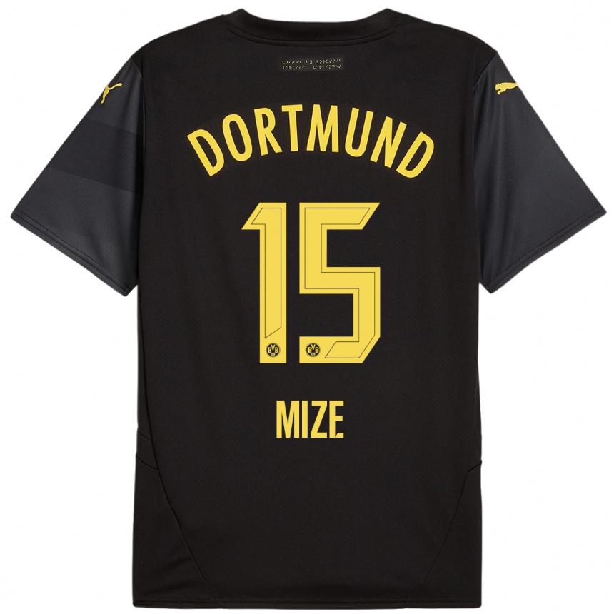 Kinder Fußball Jack Mize #15 Schwarz Gelb Auswärtstrikot Trikot 2024/25 T-Shirt Luxemburg