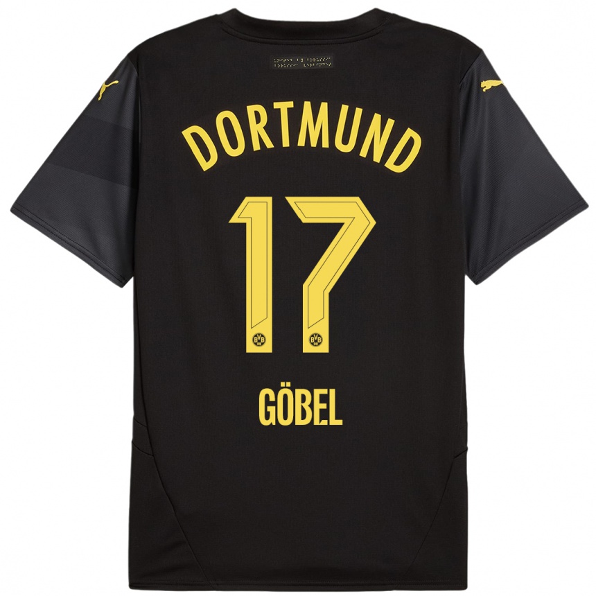 Kinder Fußball Patrick Göbel #17 Schwarz Gelb Auswärtstrikot Trikot 2024/25 T-Shirt Luxemburg