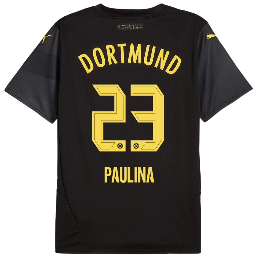 Kinder Fußball Jordi Paulina #23 Schwarz Gelb Auswärtstrikot Trikot 2024/25 T-Shirt Luxemburg