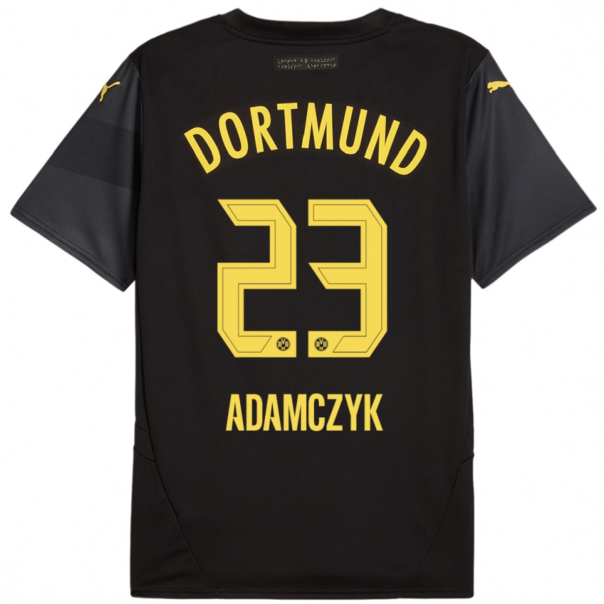 Kinder Fußball Nico Adamczyk #23 Schwarz Gelb Auswärtstrikot Trikot 2024/25 T-Shirt Luxemburg