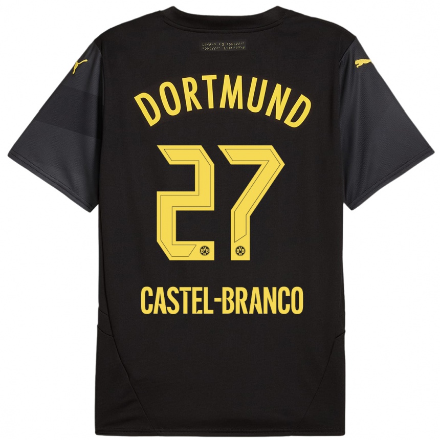 Kinder Fußball Diego Castel-Branco #27 Schwarz Gelb Auswärtstrikot Trikot 2024/25 T-Shirt Luxemburg