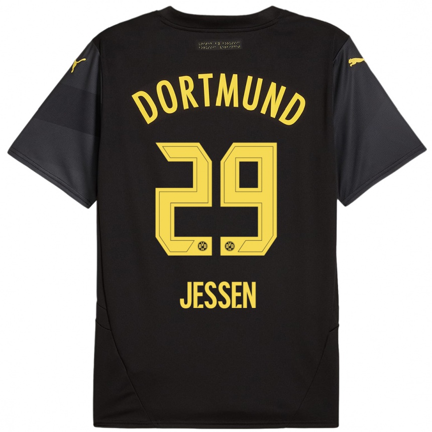 Kinder Fußball Niklas Jessen #29 Schwarz Gelb Auswärtstrikot Trikot 2024/25 T-Shirt Luxemburg