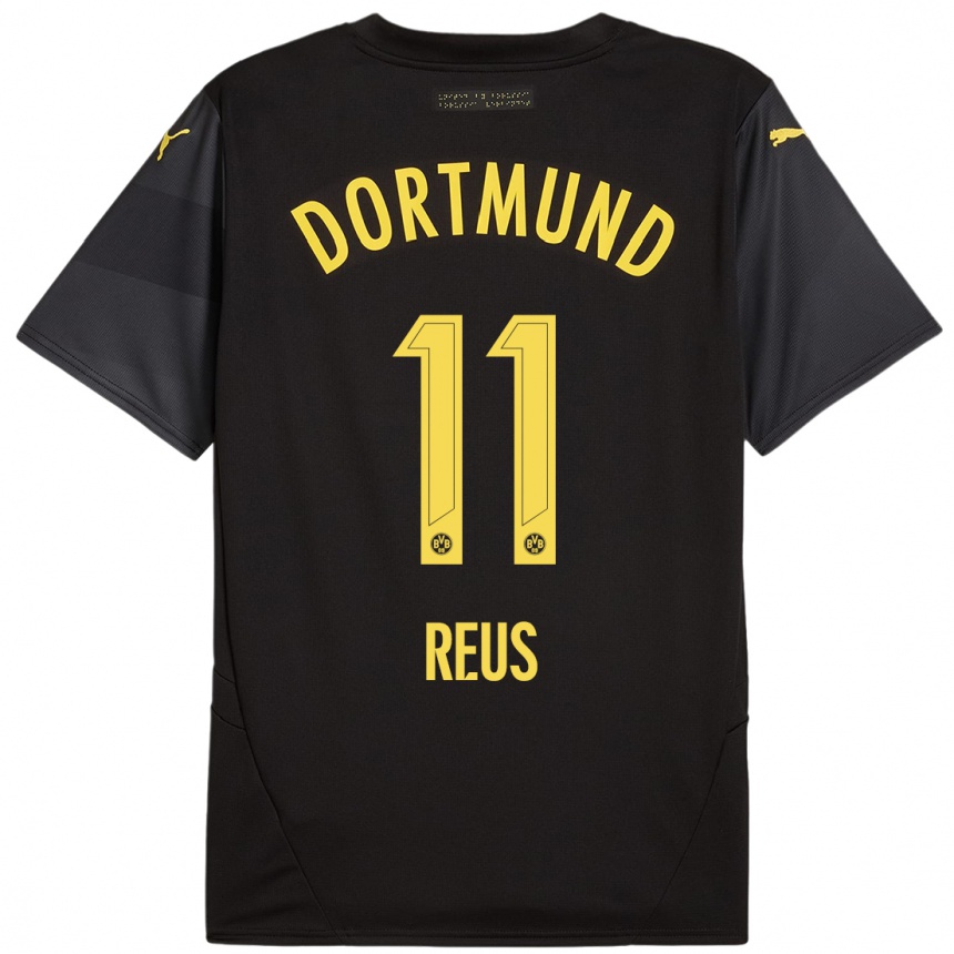 Kinder Fußball Marco Reus #11 Schwarz Gelb Auswärtstrikot Trikot 2024/25 T-Shirt Luxemburg