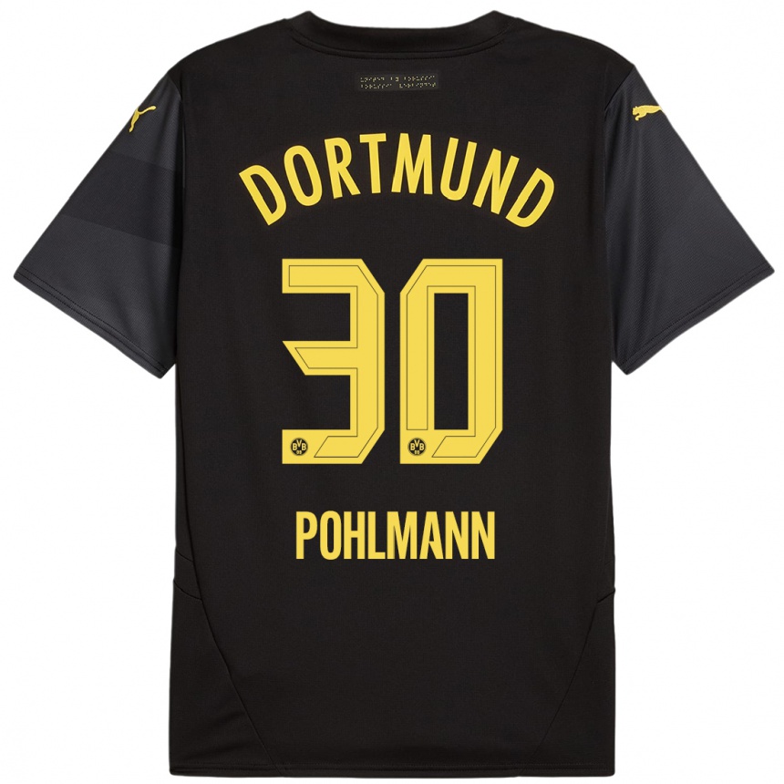 Kinder Fußball Ole Pohlmann #30 Schwarz Gelb Auswärtstrikot Trikot 2024/25 T-Shirt Luxemburg