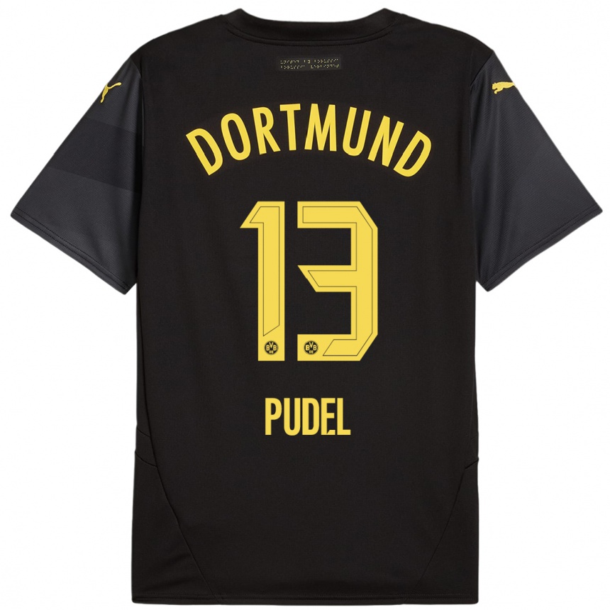 Kinder Fußball Bjarne Pudel #13 Schwarz Gelb Auswärtstrikot Trikot 2024/25 T-Shirt Luxemburg