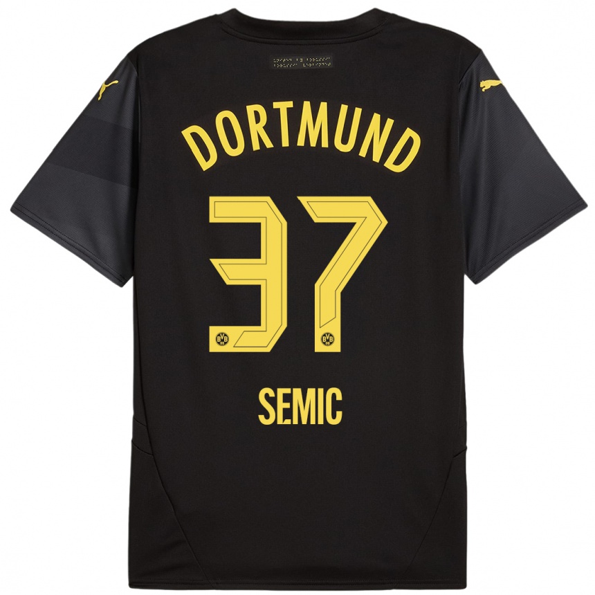 Kinder Fußball Lion Semic #37 Schwarz Gelb Auswärtstrikot Trikot 2024/25 T-Shirt Luxemburg