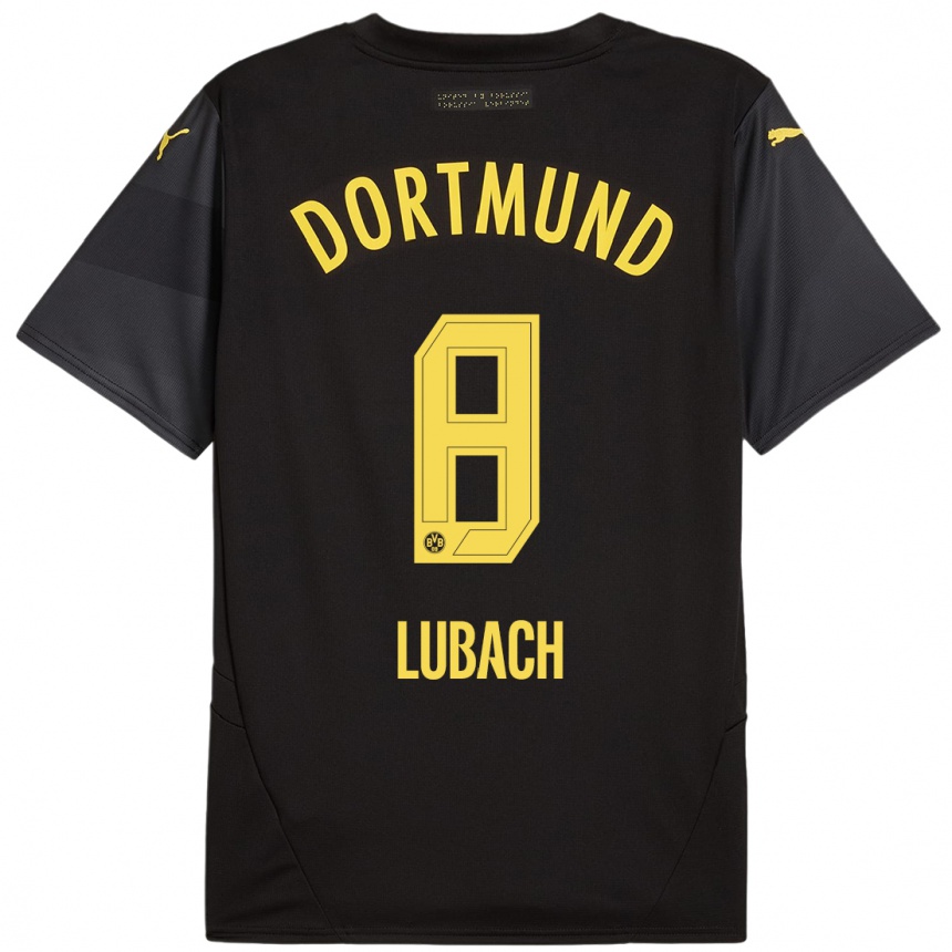 Kinder Fußball Rafael Lubach #8 Schwarz Gelb Auswärtstrikot Trikot 2024/25 T-Shirt Luxemburg