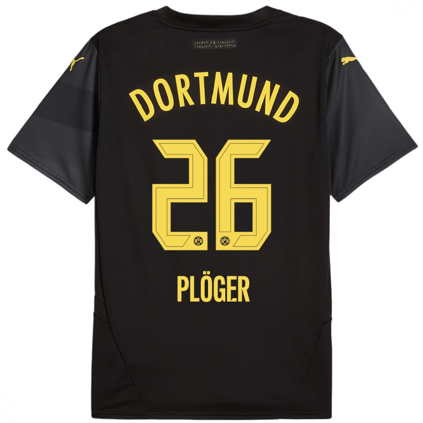 Kinder Fußball Dustin Plöger #26 Schwarz Gelb Auswärtstrikot Trikot 2024/25 T-Shirt Luxemburg