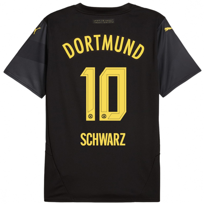 Kinder Fußball Oskar Schwarz #10 Schwarz Gelb Auswärtstrikot Trikot 2024/25 T-Shirt Luxemburg