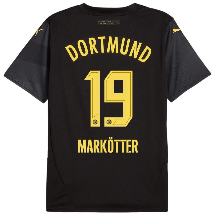 Kinder Fußball Jonah Markötter #19 Schwarz Gelb Auswärtstrikot Trikot 2024/25 T-Shirt Luxemburg