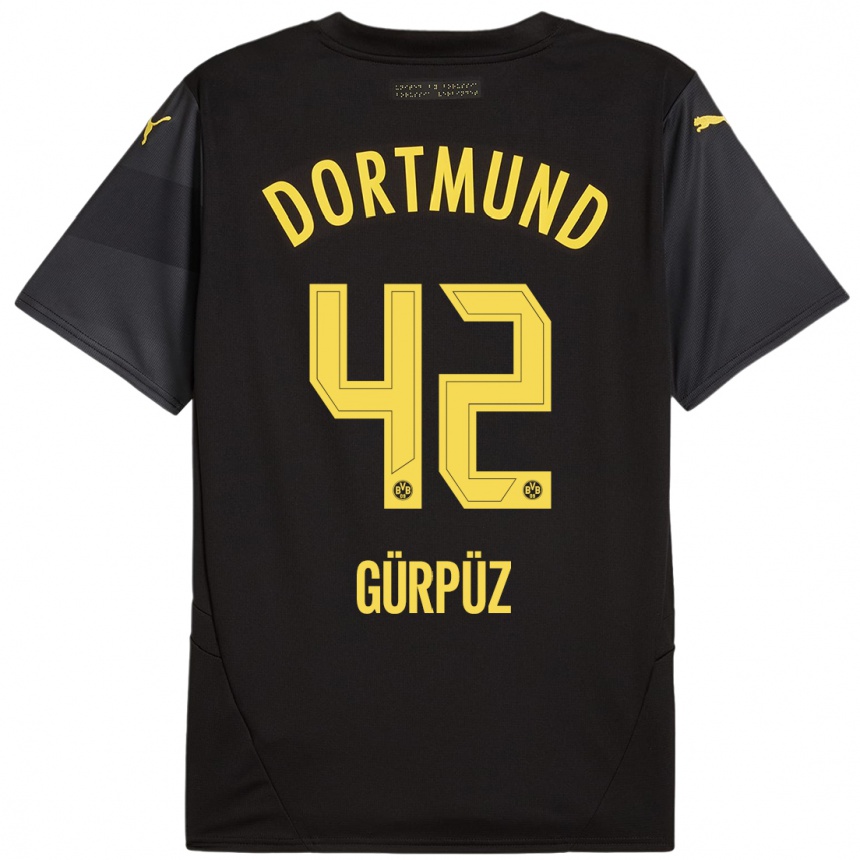 Kinder Fußball Goktan Gurpuz #42 Schwarz Gelb Auswärtstrikot Trikot 2024/25 T-Shirt Luxemburg