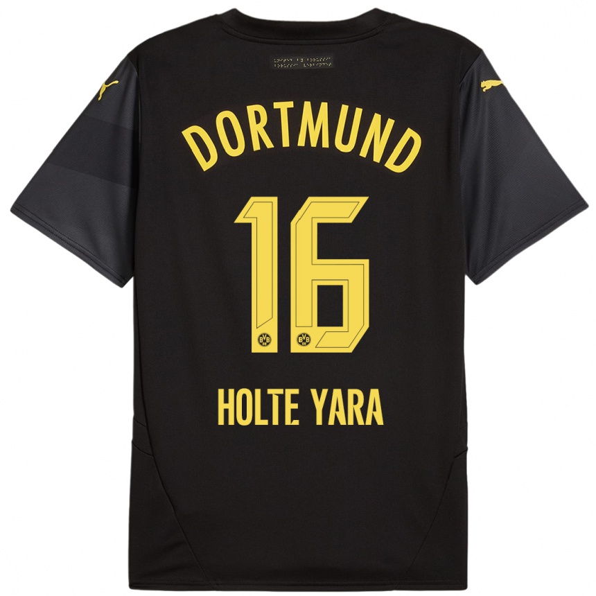 Kinder Fußball Ten Holte Yara #16 Schwarz Gelb Auswärtstrikot Trikot 2024/25 T-Shirt Luxemburg