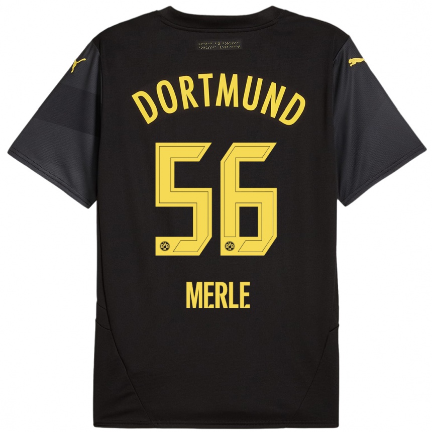 Kinder Fußball Albers Merle #56 Schwarz Gelb Auswärtstrikot Trikot 2024/25 T-Shirt Luxemburg