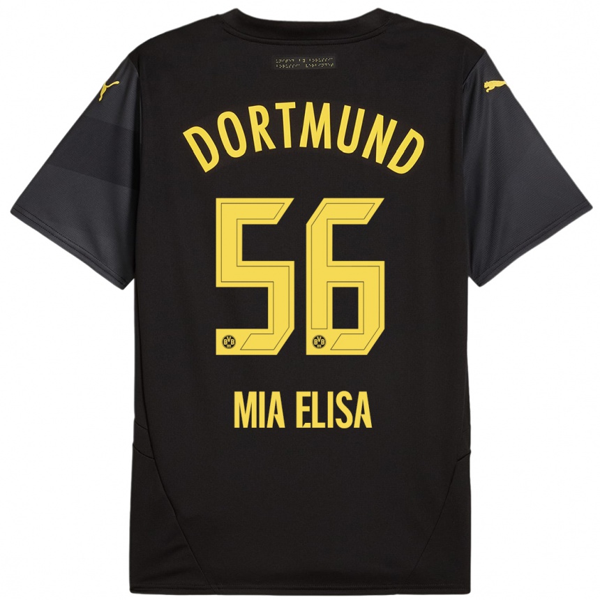 Kinder Fußball Bomnuter Mia Elisa #56 Schwarz Gelb Auswärtstrikot Trikot 2024/25 T-Shirt Luxemburg