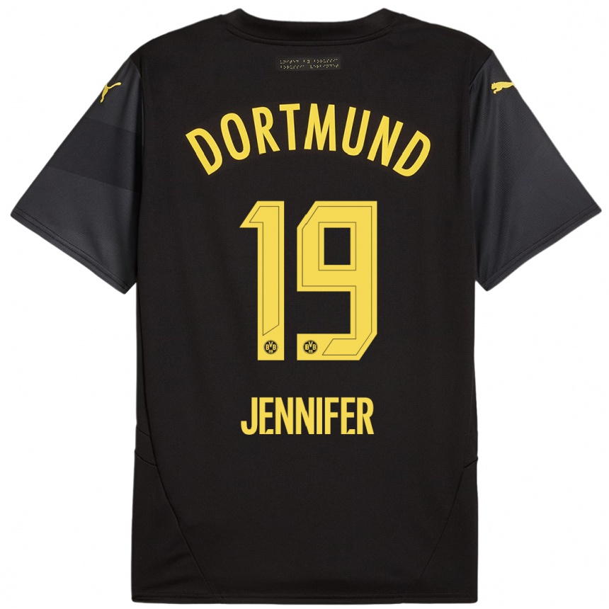 Kinder Fußball Gutierrez Bermejo Jennifer #19 Schwarz Gelb Auswärtstrikot Trikot 2024/25 T-Shirt Luxemburg