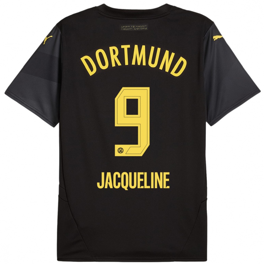 Kinder Fußball Moreno Jacqueline #9 Schwarz Gelb Auswärtstrikot Trikot 2024/25 T-Shirt Luxemburg