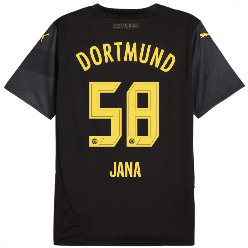 Kinder Fußball Nordberg Jana #58 Schwarz Gelb Auswärtstrikot Trikot 2024/25 T-Shirt Luxemburg