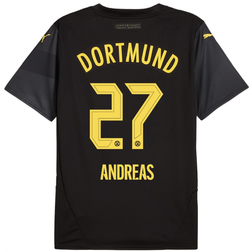 Kinder Fußball Kuno Andreas #27 Schwarz Gelb Auswärtstrikot Trikot 2024/25 T-Shirt Luxemburg