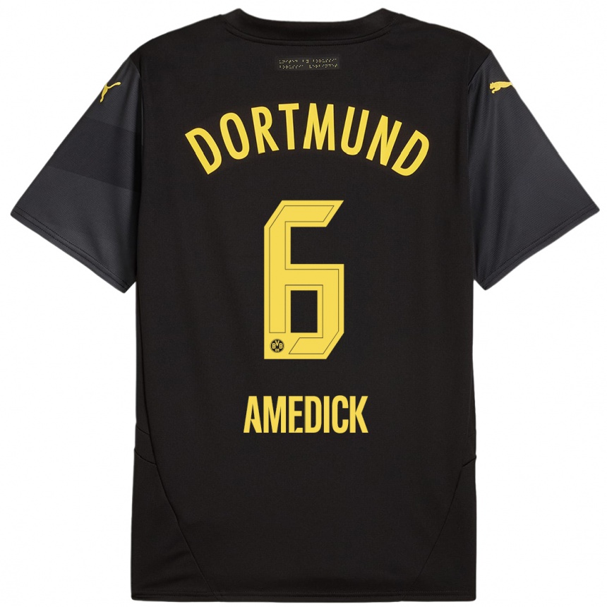 Kinder Fußball Maik Amedick #6 Schwarz Gelb Auswärtstrikot Trikot 2024/25 T-Shirt Luxemburg