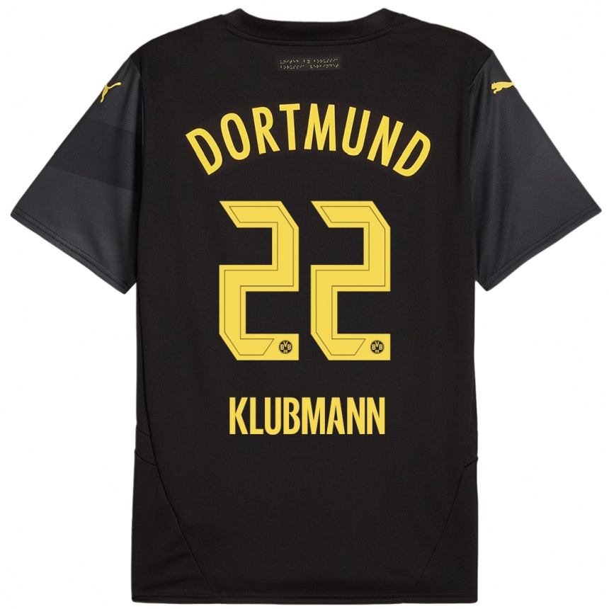 Kinder Fußball Leon Klubmann #22 Schwarz Gelb Auswärtstrikot Trikot 2024/25 T-Shirt Luxemburg