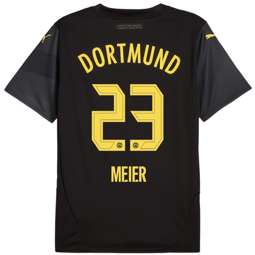 Kinder Fußball Maximilian Meier #23 Schwarz Gelb Auswärtstrikot Trikot 2024/25 T-Shirt Luxemburg