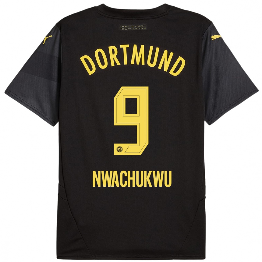 Kinder Fußball Isaak Nwachukwu #9 Schwarz Gelb Auswärtstrikot Trikot 2024/25 T-Shirt Luxemburg