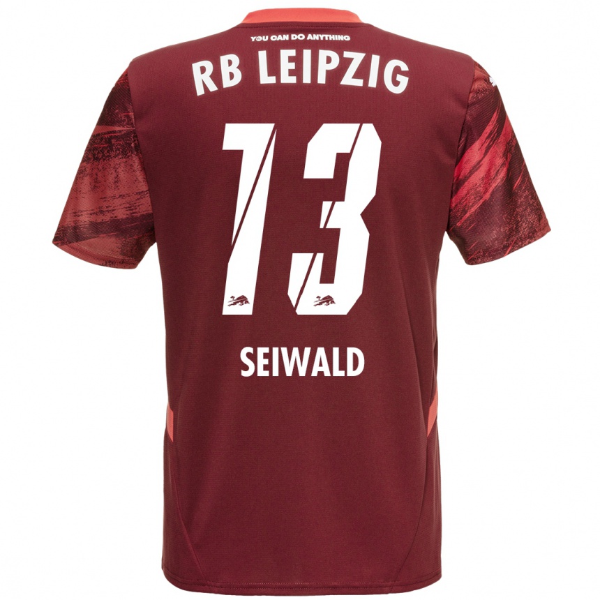 Kinder Fußball Nicolas Seiwald #13 Burgunderrot Auswärtstrikot Trikot 2024/25 T-Shirt Luxemburg