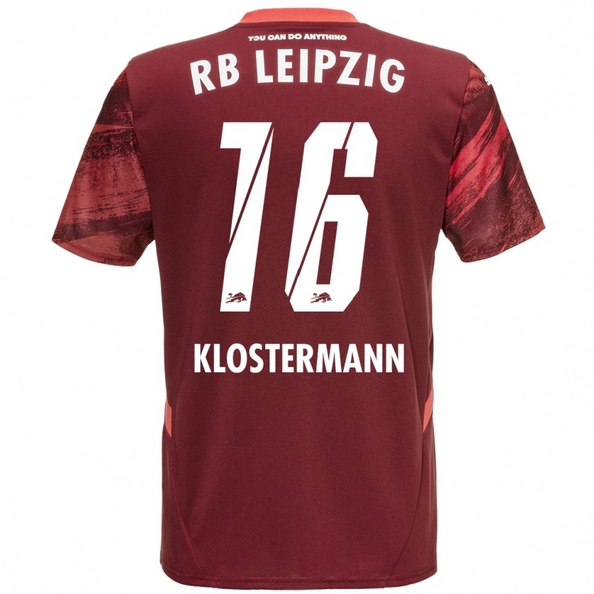 Kinder Fußball Lukas Klostermann #16 Burgunderrot Auswärtstrikot Trikot 2024/25 T-Shirt Luxemburg